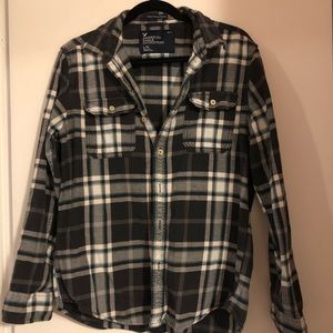 AE blue and grey plaid shirt